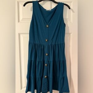 Amazon Teal Button-Down Midi Dress